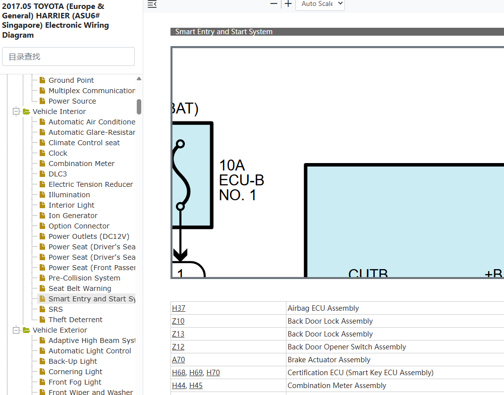 Toyota Harrier ASU60 ASU65 Smart Entry and Start Wiring Diagram