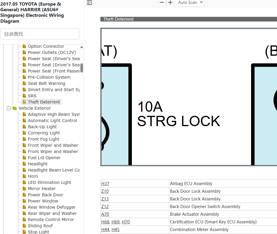 Toyota Harrier ASU60 ASU65 Theft Deterrent Wiring Diagram