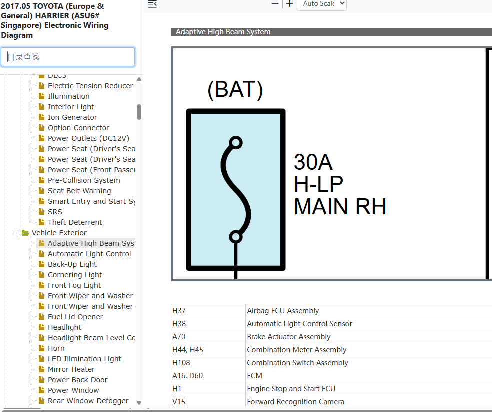 Toyota Harrier ASU60 ASU65 Adaptive High Beam Wiring Diagram