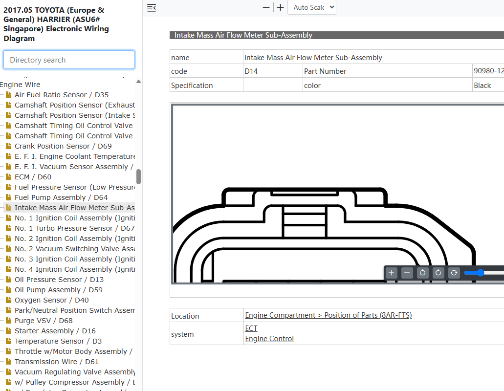Toyota Harrier ASU60 ASU65 Mass Air Flow Sensor Wiring Diagram