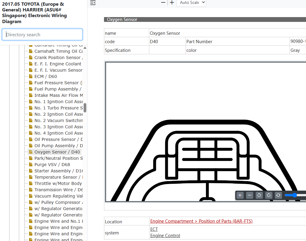 Toyota Harrier ASU60 ASU65 Oxygen Sensor Wiring Diagram