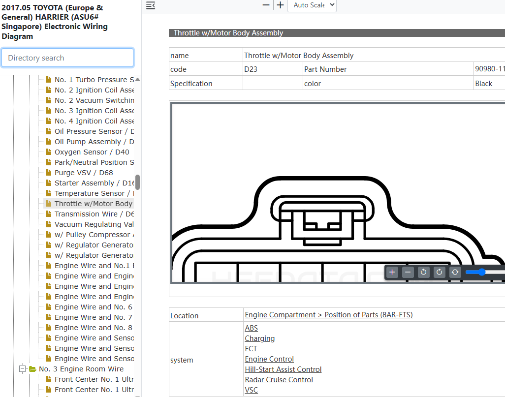 Toyota Harrier ASU60 ASU65 Throttle Body Wiring Diagram