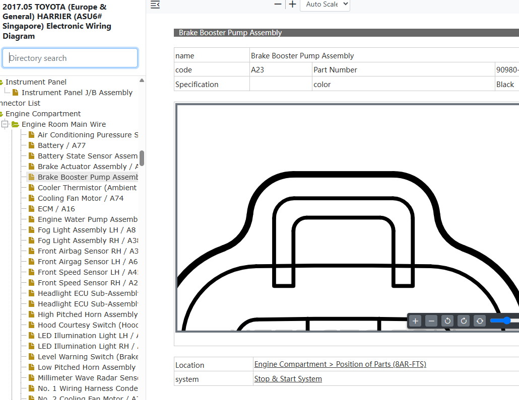 Toyota Harrier ASU60 ASU65 Brake Booster Pump Wiring Diagram 