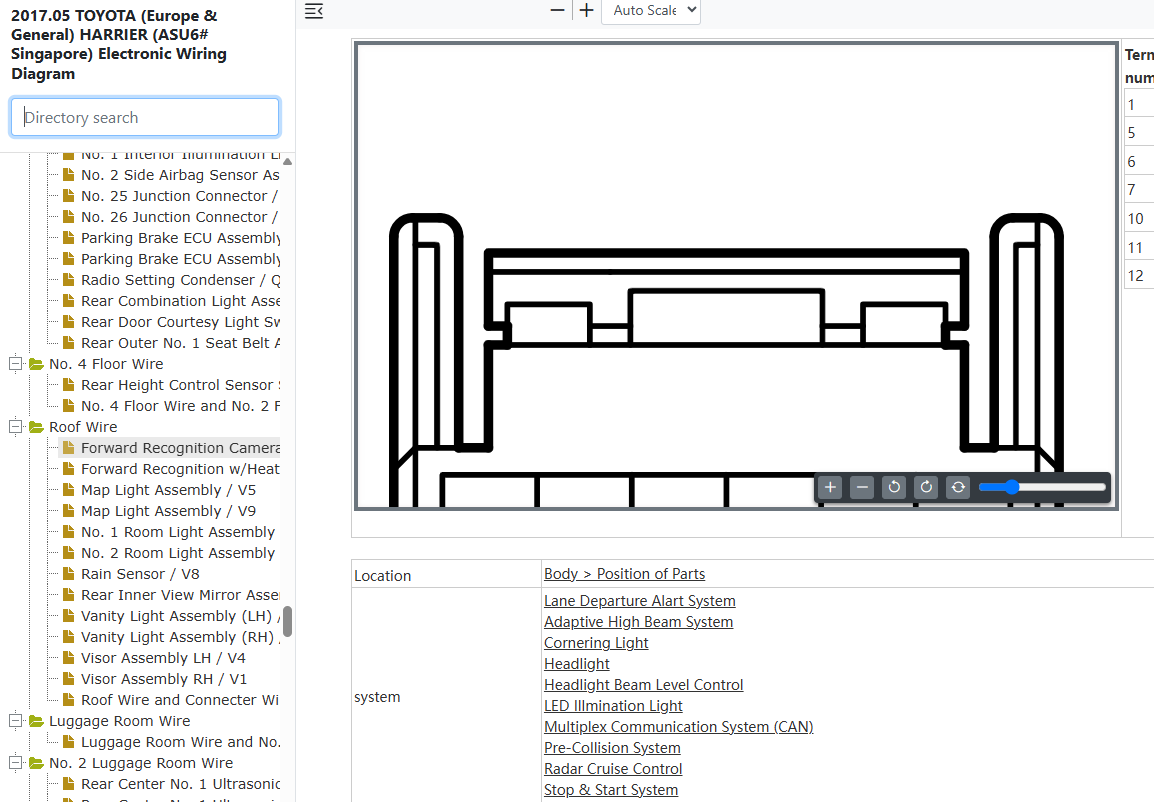 Toyota Harrier ASU60 ASU65 Forward Recognition Camera Wiring Diagram