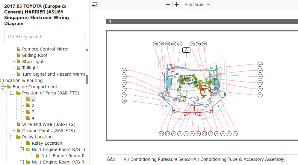 Toyota Harrier ASU60 ASU65 8AR-FTS Engine Component Locations