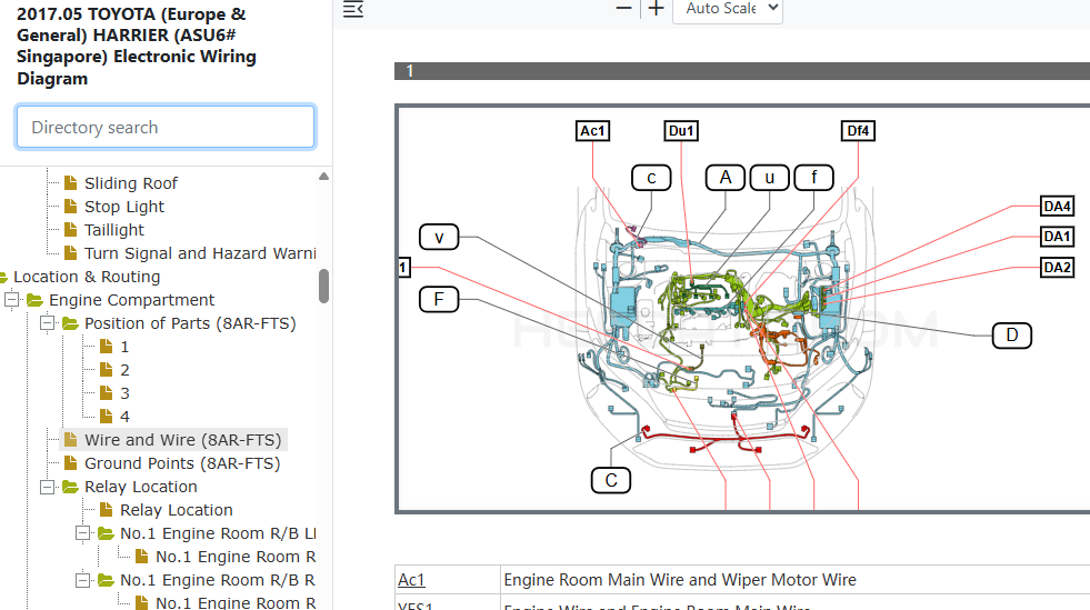 Toyota Harrier ASU60 ASU65 8AR-FTS Engine Harness Routing